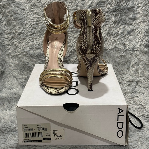 ALDO “Snakeskin” Leinan ankle strap Heels, Size 8, with back zipper - Picture 2 of 7